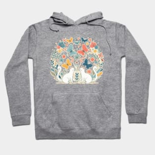 Two White Cats Amidst a Flutter of Butterflies Hoodie